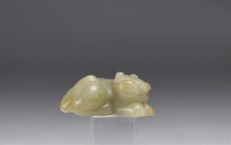 Rust celadon jade shishi from the Qing period (æ¸…æœ)