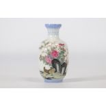Fine porcelain vase decorated with quails on a white background from the Chinese Republic period (19