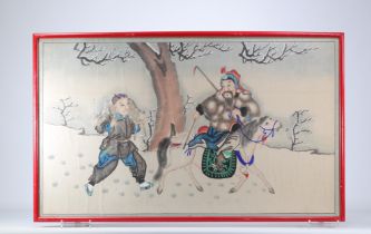 (2) Drawings showing a scene from Hong Lou Meng ("The Dream in the Red Pavilion") from Qing period (