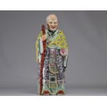 Multi-coloured Shoulao statue in Famille rose porcelain from the Tongzhi period from the 19th centur