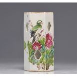 Qianjiang cai porcelain hat stand decorated with birds and flowers