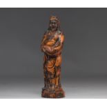 Chinese wooden sculpture in the form of a traditional chinese figure from the Qing period (æ¸…æœ)