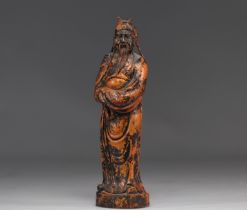 Chinese wooden sculpture in the form of a traditional chinese figure from the Qing period (æ¸…æœ)