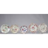 (5) Famille rose porcelain plates from the 18th century