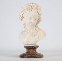 Bust of a young woman on a marble base