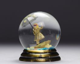 Lanvin Paris. "Miss Lanvin". Snow globe representing a woman with an umbrella in a glass and glitte