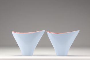 VILLEROY & BOCH Septfontaines, grey and pink earthenware vases (2)