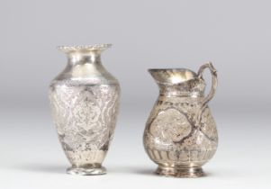 2 small Persian silver vases