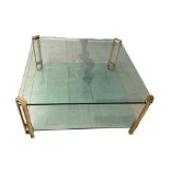 Peter Ghyczy (1940) Coffee table with bronze base and rectangular double top