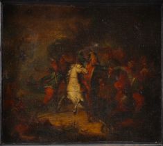 17th century oil on canvas "battle scene"