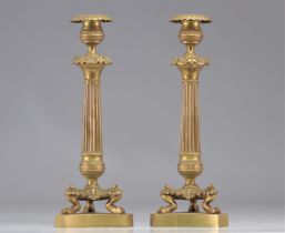 (2) Pair of Empire bronze candlesticks