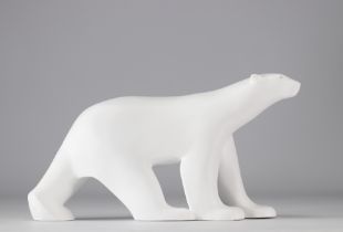 Francois Pompon (1855-1933) after. "Polar bear". Bronze sculpture with white patina, recent posth