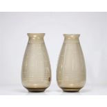 D'Avesnes pair of Art Deco vases decorated with geometric shapes, Nancy school