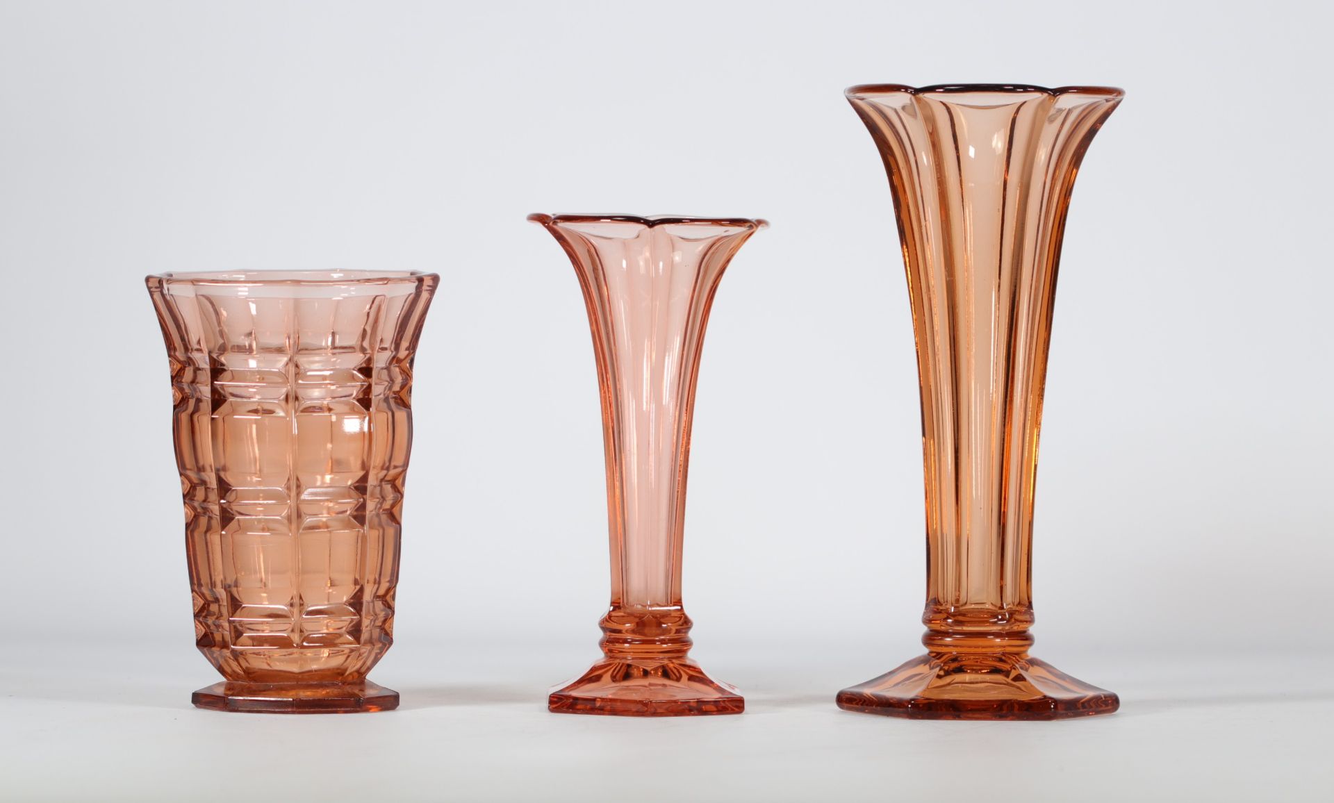 Val Saint Lambert Luxval Art Deco vases set of 3