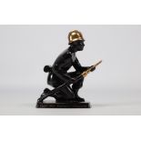 VILLEROY & BOCH Septfontaines black and gold sculpture in the form of a fireman in earthenware
