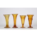 Val Saint Lambert Luxval Art Deco vases set of 4
