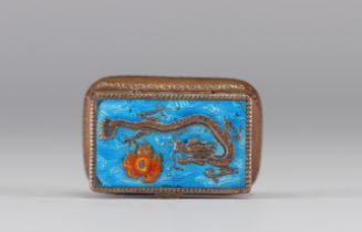 Bronze and blue enamel box decorated with dragons originating from China in the 1900s