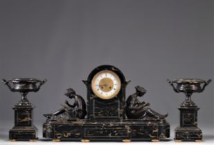 Imposing Napoleon III marble and bronze "garniture