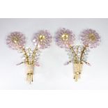 (2) Pair of wall lights decorated with flowers from the 1970s
