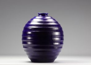 VILLEROY & BOCH Septfontaines, RARE ART DECO blue earthenware vase