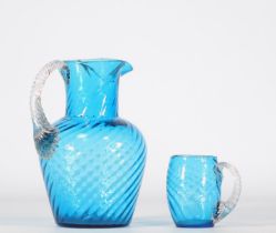 Blue "vieux Chenee" jug and mug