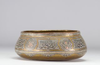 Orientalist openwork metal and silver bowl