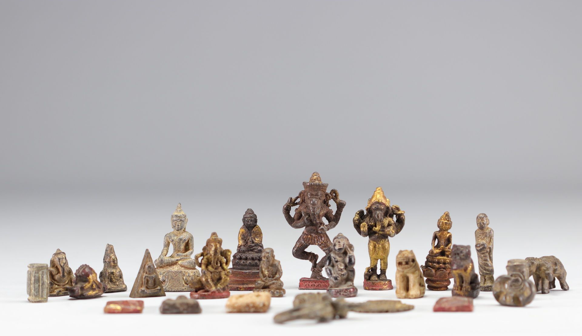 Collection of Buddhas and deities Asia circa 1900