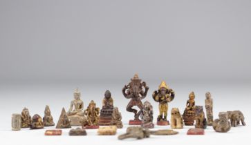 Collection of Buddhas and deities Asia circa 1900