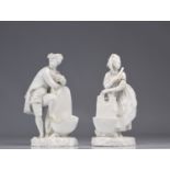 (2) pair of white porcelain statues of figures from MEISSEN