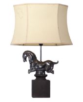 Ceramic lamp "galloping horse" Belgian work