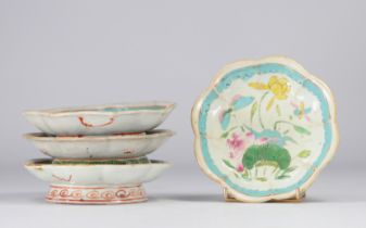 (4) Set of Chinese porcelain plates with floral decoration