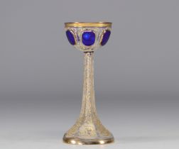 Moser Bohemian stemmed glass in cobalt blue circa 1900