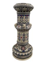 Neo-Gothic style column in blue and white earthenware