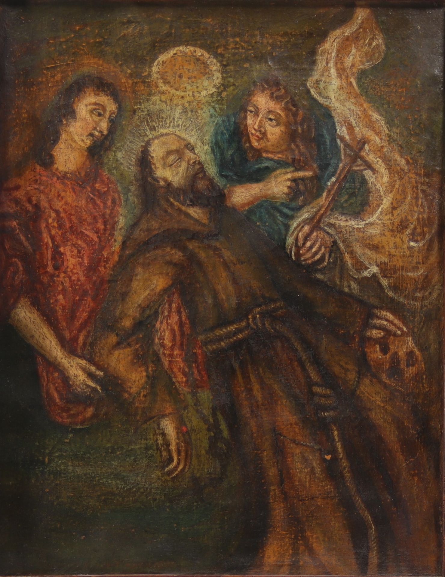 Oil on canvas 17th century religious scene on canvas