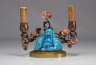 Buddha candlestick in china blue porcelain