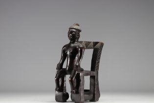 Pende, figure sculpted in a seated position ex col J.M Desaivre