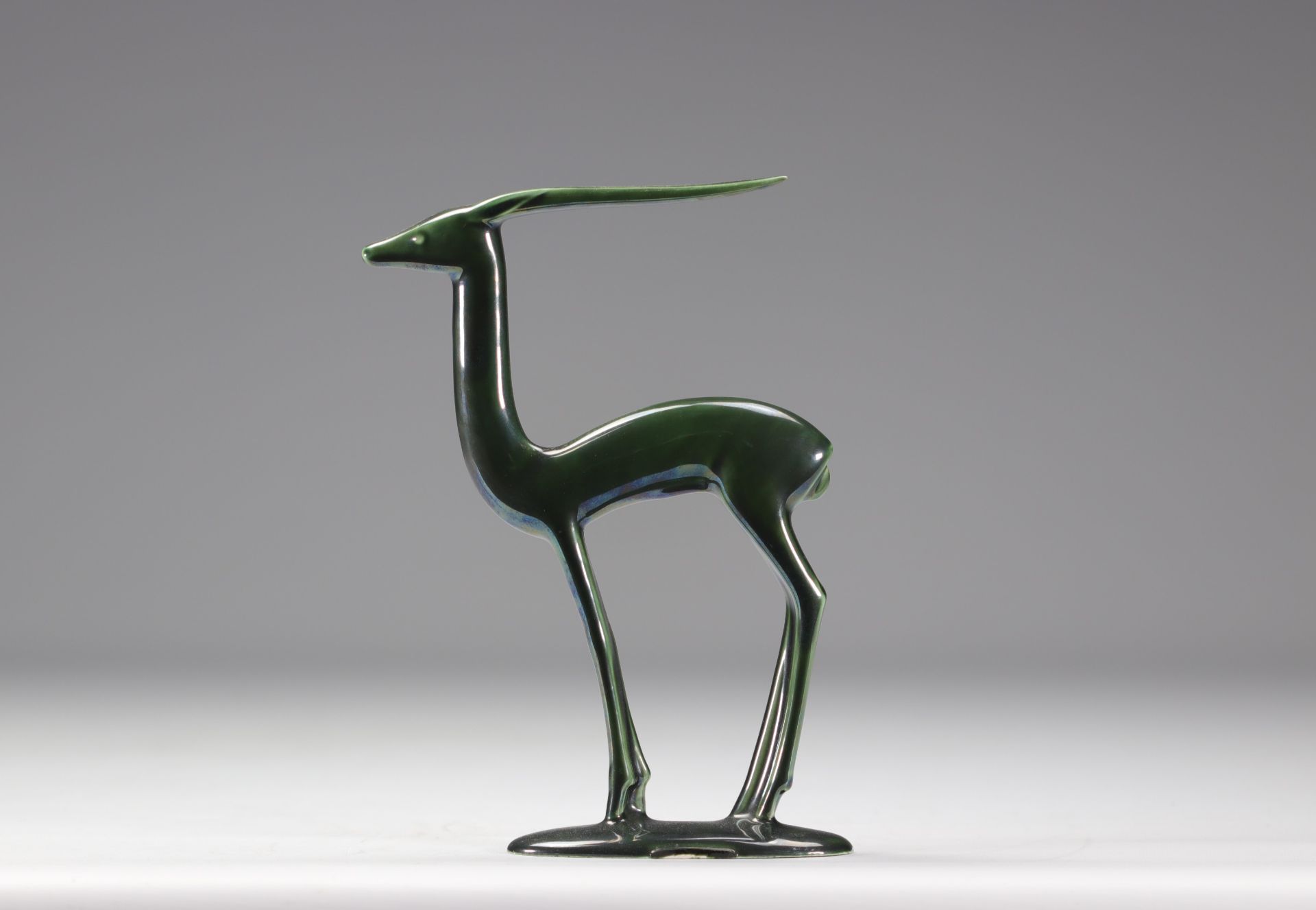 VILLEROY & BOCH Septfontaines, green earthenware gazelle - Image 2 of 3