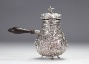 Solid silver chocolatiere richly decorated 19th century