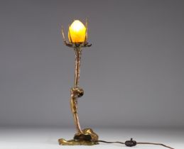 BOUVAL, MAURICE (1863 - 1920) "Chardon" TABLE LAMP, circa 1900 in bronze