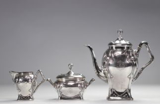 Art Nouveau coffee service in sterling silver with floral decoration