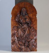 Carved wood bas-relief depicting a religious scene from the 18th century