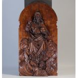 Carved wood bas-relief depicting a religious scene from the 18th century