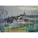 Edmond GOERGEN (1914-2000) Oil on canvas "Village of l'Oesling" signed lower left
