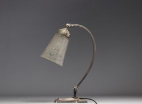 Art Deco lamp in nickel-plated bronze "swan neck" signed Muller Freres Luneville.