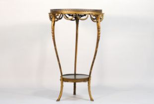 Louis XVI style bronze and marble pedestal table.