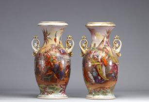 Pair of 19th century porcelain of Paris vases with a rich Asian decoration.