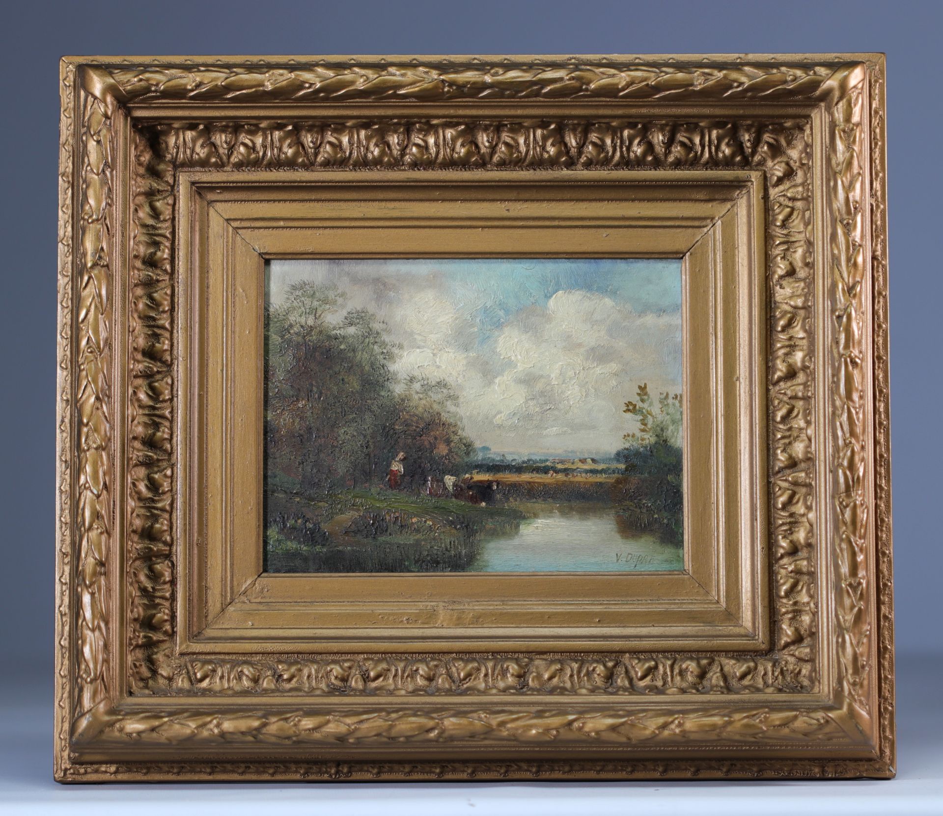 (2) Leon Victor DUPRE (1816-1879) Pair of oil on panel "country view" - Image 3 of 3