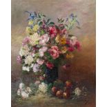 CARBONNEAUX, huile sur toile "Bouquet de fleurs" signee et datee 1902.