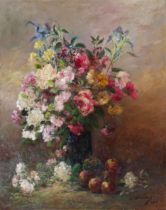 CARBONNEAUX, huile sur toile "Bouquet de fleurs" signee et datee 1902.