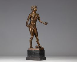 Helmuth SCHIEVELKAMP (1849-1936) sculpture in bronze "Kugelspielerin"